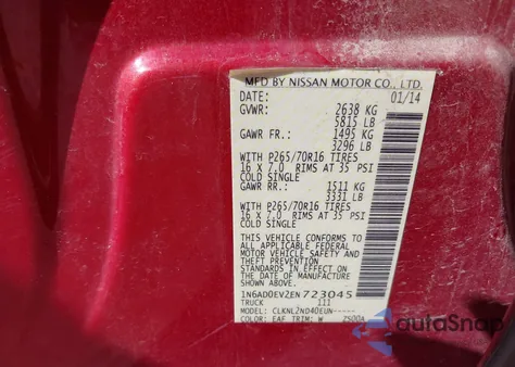 2014 Nissan Frontier Pro-4X/S/Sl/Sv from USA, damaged, VIN 1N6AD0EV2EN723045